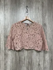 nano universe ナノユニバース 総レース ショート丈 ブラウス シャツ size38/ピンク ■◆ レディース