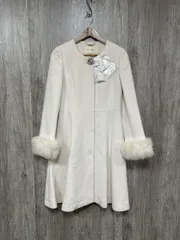 美品 Debut de Fiore デビュードフィオレ アンゴラ混 ビジューボタン ノーカラー コート sizeS/白 ◆■◎レディースのサムネイル
