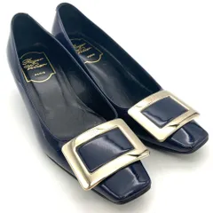 ロジェヴィヴィエ Roger vivier ゴールドプレート ヒール パンプス エナメル ネイビー 22.0cm レディース【中古】
