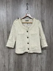 Deuxieme Classe ドゥーズィエムクラス ツイード ノーカラー ジャケット size36/クリーム ■◇◎レディースのサムネイル