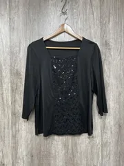CARVEN カルヴェン 日本製 スパンコール スクエアネック ブラウス シャツ size44/黒 ■◇ レディースのサムネイル