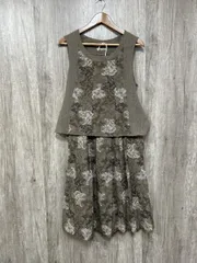 Rei レイ ベスト スカート 刺繍 ウール100％ セットアップ size40/茶 ◇■ レディース