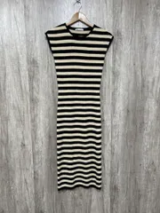 ZARA ザラ ボーダー ニット タイト Iライン ワンピース sizeS/黒ｘベージュ ■◆ レディース