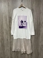 ROSE BUD ローズバッド OKIRAKU フォトグラフィックレイヤードドレス Iライン ワンピース sizeF/白×ピンクベージュ ■◇ レディース