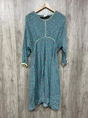 URBAN RESEARCH DOORS アーバンリサーチドアーズ フラワープリントパイピングワンピース Aライン ワンピース sizeF/緑×赤 ■◇ レディース