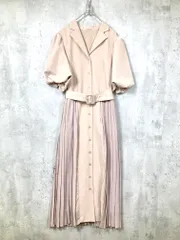 one after another NICE CLAUP ワンアフターアナザーナイスクラップ 定価7150円 プリーツ切替え開襟 ワンピース sizeF/ベージュ ■■レディース
