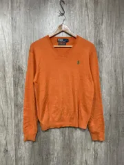 POLO RALPH LAUREN ポロ ラルフローレン Vネック 定番デザイン ニット セーター sizeL/オレンジ ◆■ メンズ