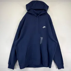 古着 美品 ナイキ NIKE パーカー タグ付き スウェット ワンポイントロゴ プルオーバー 大きいサイズ 2XL  ネイビー メンズ