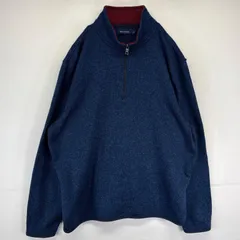 古着 ノーティカ NAUTICA ハーフジップフリースジャケット ベターセータータイプ ワンポイントロゴ ニット トレーナー XL  ネイビー系 メンズ