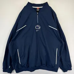 古着 ナイキ NIKE ナイロンジャケット ハーフジップ プルオーバー センターロゴスウッシュ PENN STATE 2XL  ネイビー メンズ