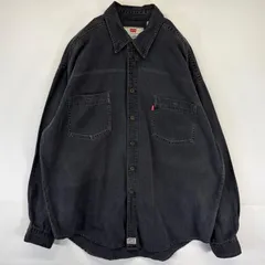 古着 リーバイス Levi's 長袖シャツ デニム シャツジャケット 胸ポケット レッドタブ RED TAB ワンポイントロゴ XL  ブラック メンズ