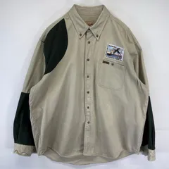 古着 ウールリッチ WOOLRICH 長袖シャツ ボタンダウン ワッペン ワンポイントロゴ シャツジャケット ハンティング XL  ベージュ系 メンズ