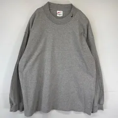 古着 90's/90年代 ナイキ NIKE USA製 長袖Tシャツ ワンポイントロゴ刺繍 マックネック 大きいサイズ 2XL  グレー メンズ