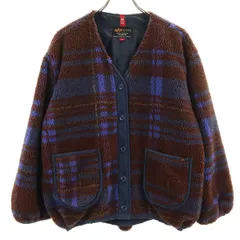 ALPHA INDUSTRIES INC アルファインダストリーズ チェック柄 ボアジャケット S ブラウン レディース 古着