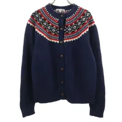 UNIQLO ユニクロ JW ANDERSON ジェイダブリューアンダーソン コラボ ノルディック柄 長袖 ニットカーディガン M ネイビー くるみボタン レディース 古着