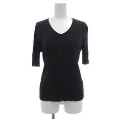 レリアン Leilian ニット 11 黒 ブラック ラメ Vネック 半袖 ラメ入り /SX ■GY66