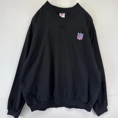 古着 NFL NFL ナイロンジャケット ナイロンプルオーバー Vネック ワンポイントロゴ刺繍 L  ブラック メンズ