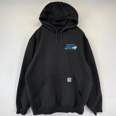 古着 カーハート Carhartt パーカー スウェット プルオーバー  ワンポイントロゴ刺繍 フーディー L  ブラック系 メンズ