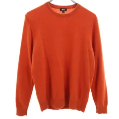 美品 UNIQLO ユニクロ カシミヤ100％ 長袖 セーター S オレンジ ニット メンズ 古着