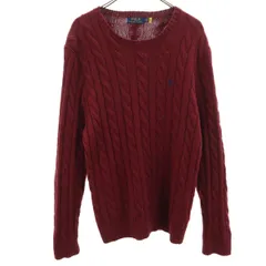 POLO RALPH LAUREN ポロラルフローレン 長袖 ケーブル ニット M ワインレッド セーター メンズ 古着