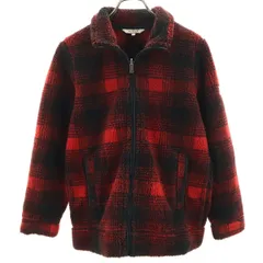 AIGLE エーグル チェック柄 フリースジャケット XS レッド メンズ 古着