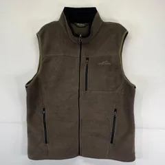 古着 エディー・バウアー Eddie Bauer ベスト フリース フルジップ ワンポイントロゴ刺繍デザイン  L  ブラウン系 メンズ