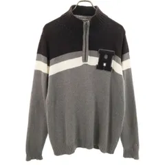 TOMMY HILFIGER トミーヒルフィガー 長袖 ハーフジップ セーター L グレー ニット メンズ 古着