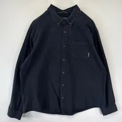 古着 エディー・バウアー Eddie Bauer 長袖シャツ ボタンダウン 無地 ワンポイントロゴ  XL  ブラック メンズ