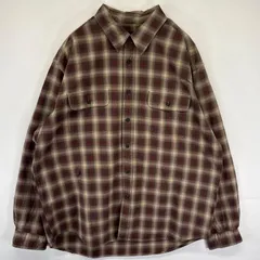 古着 エディー・バウアー Eddie Bauer 長袖シャツ オンブレチェック 胸ポケット 大きいサイズ XL  ブラウン系 メンズ