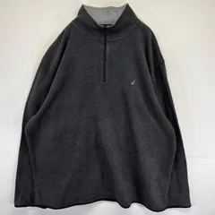 古着 ノーティカ NAUTICA ハーフジップフリースジャケット トレーナー プルオーバー  ワンポイントロゴ 大きいサイズ 3XL  ダークグレー系 メンズ