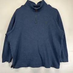 古着 ポロバイラルフローレン Polo by Ralph Lauren ニット 大きいサイズ トレーナー セーター ハーフジップ 3XB  ブルー系 メンズ
