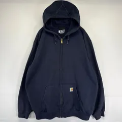 古着 カーハート Carhartt パーカー フルジップ スウェット ワンポイントロゴ ルーズフィット 大きいサイズ XL  ネイビー メンズ