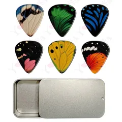6枚セット 厚さ0.71mm ギターピック オリジナル柄 セルロイド製 蝶
