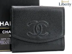 【外超美品】シャネル CHANEL ヴィンテージ ココマーク キャビアスキン Wホック財布 両面財布 コンパクト財布 ブラック グレインドカーフスキン A13496