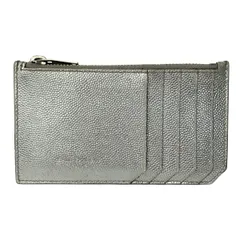 SAINT LAURENT PARIS(サンローランパリ) コインケース フラグメント ジップポーチ 346104 シルバー カードケース付き レザー