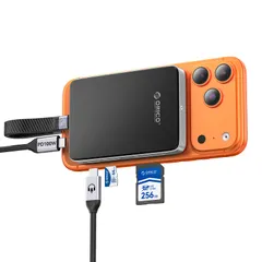 ORICO 10Gbps 磁気吸着式 M.2 NVMe SSD ドライブケース USB C ドッキングステーション、iPhone 17/16/15 Pro/Max/Plus ProRes 直接録画対応、TF/SDカードスロット、 PD 100W、22 ...