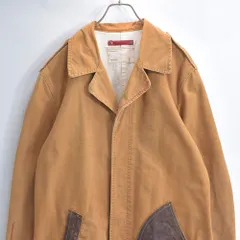 00s Levi's redloop リーバイス レッドループ アーキュエットステッチ レザーパッチワーク デザイン ダック地 ロングコート ショップコート キャメル ヴィンテージ ビンテージ 古着 メンズ Lサイズのサムネイル
