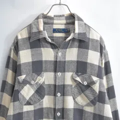 00s～ POLO RALPH LAUREN ポロラルフローレン ワークデザイン バッファローチェック フランネルシャツ マチ付 猫目ボタン ヴィンテージ ビンテージ USA アメリカ古着 メンズXL相当