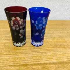 江戸被せ切子　宇野千代　ペア 食器