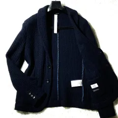 MASON'S★MICHELANGELO★super rare archive★カシミヤ混ウールニット 2Bテーラードジャケット ショールカラー 紺 46 メイソンズ 定価5万円