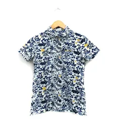 アディダス adidas 国内正規品 ゴルフウェア ポロシャツ 半袖 リーフ柄 S ブルー 青 /KT25