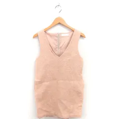 セシルマクビー CECIL McBEE ジャンパースカート ワンピース Vネック ニット ウール混 M ベージュ 薄茶 /TT