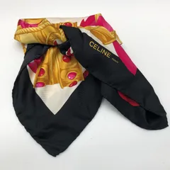 CELINE シルクスカーフ 大判 ブラック セリーヌ SGAW26-0556