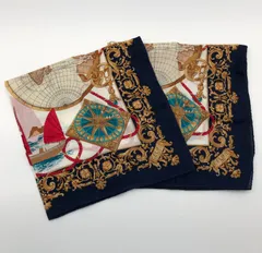 CELINE スカーフ 2枚セット ブルー ネイビー 地球儀 セリーヌ SGAW26-0555