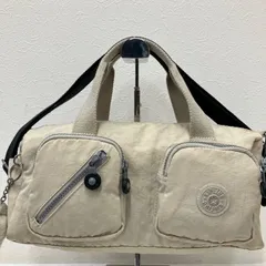 9591　Kipling　KIPLING　キプリング　2way　ショルダーバッグ　ハンドバッグ　アイボリー　ライトベージュ　生成り　きなり　黒　ブラック　肩がけ　斜めがけ　クロスボディ　メンズ　レディース　ユニセックス　モンキーチャーム　ダブルファスナー