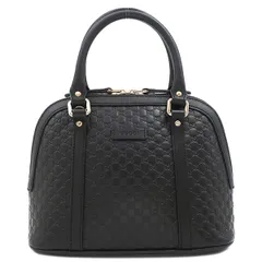 グッチ GUCCI 2WAYバッグ マイクロ グッチシマ 2wayショルダーバッグ レザー ブラック シャンパンゴールド金具 黒 ハンドバッグ ショルダー  449654 【保存袋】【中古】