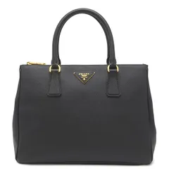 プラダ PRADA 2WAYバッグ ガレリア サフィアーノ ラージバッグ レザー ブラック シルバー金具 黒 ショルダー ハンドバッグ イニシャル刻印あり  1BA274【中古】