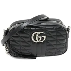 グッチ チェーンショルダーバッグ GGマーモント キルティング スモール カメラバッグ カーフ ブラック シルバー金具 447632 UM8BN 1000