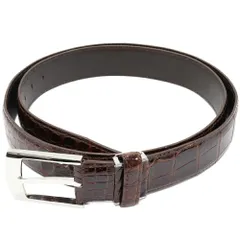 ベルト 艶ありクロコダイル 肚ワニ ブラウン SSピンバックル