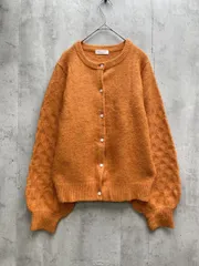 BEAUTY & YOUTH ビューティ&ユース ユナイテッドアローズ 袖透かし編みクルーネックニット カーディガン オレンジ ◆■レディース